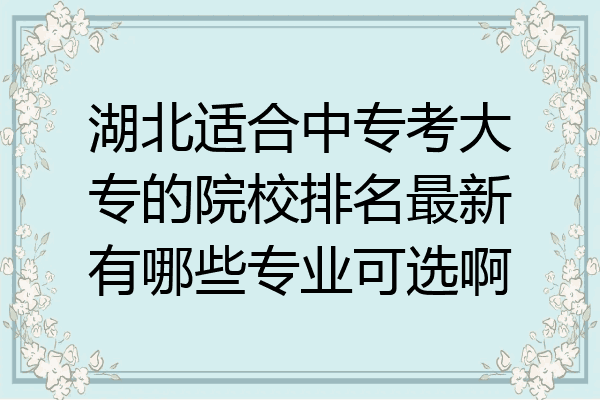 湖北适合中专考大专的院校排名最新有哪些专业可选啊