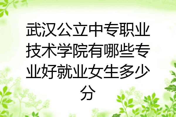 武汉公立中专职业技术学院有哪些专业好就业女生多少分