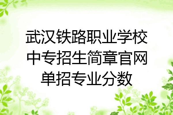 武汉铁路职业学校中专招生简章官网单招专业分数