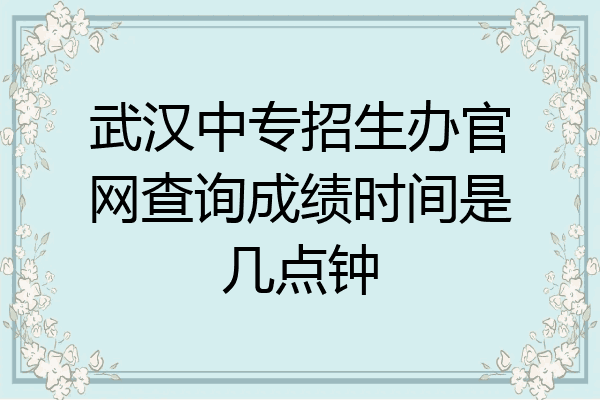 武汉中专招生办官网查询成绩时间是几点钟