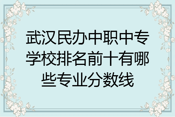 武汉民办中职中专学校排名前十有哪些专业分数线