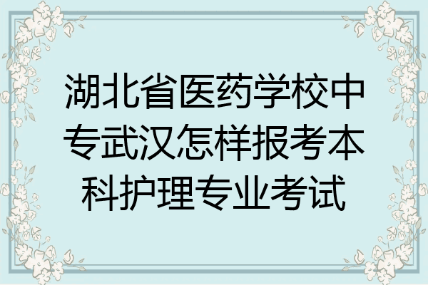 湖北省医药学校中专武汉怎样报考本科护理专业考试