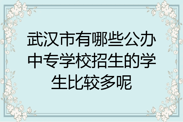 武汉市有哪些公办中专学校招生的学生比较多呢