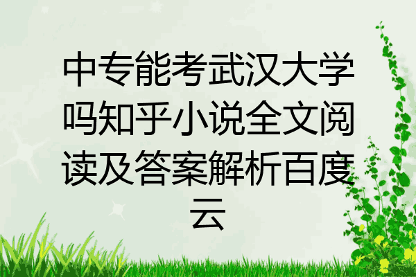 中专能考武汉大学吗知乎小说全文阅读及答案解析百度云
