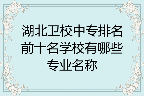 湖北卫校中专排名前十名学校有哪些专业名称