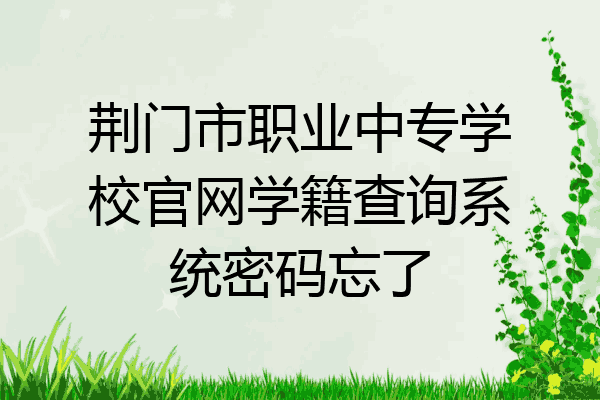 荆门市职业中专学校官网学籍查询系统密码忘了