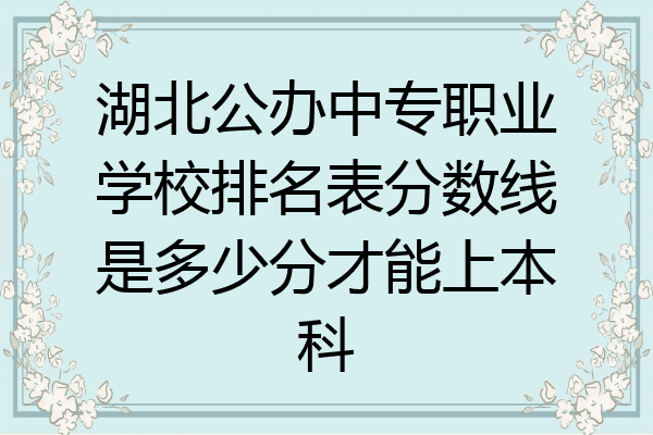 湖北公办中专职业学校排名表分数线是多少分才能上本科