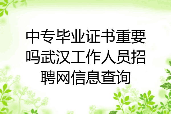 中专毕业证书重要吗武汉工作人员招聘网信息查询