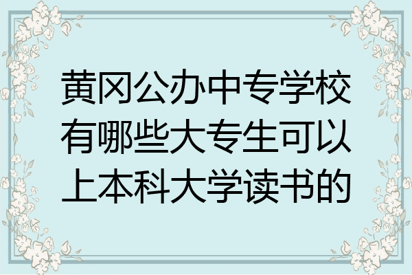 黄冈公办中专学校有哪些大专生可以上本科大学读书的