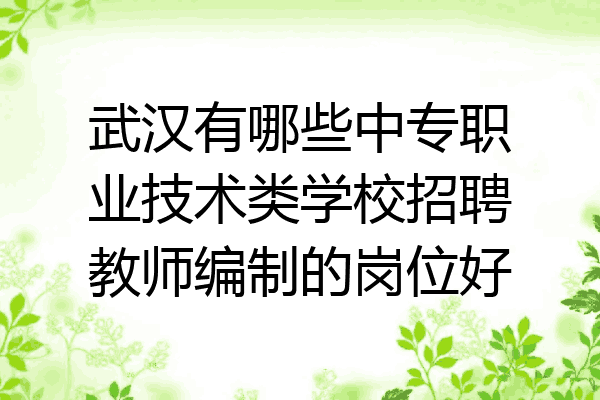 武汉有哪些中专职业技术类学校招聘教师编制的岗位好