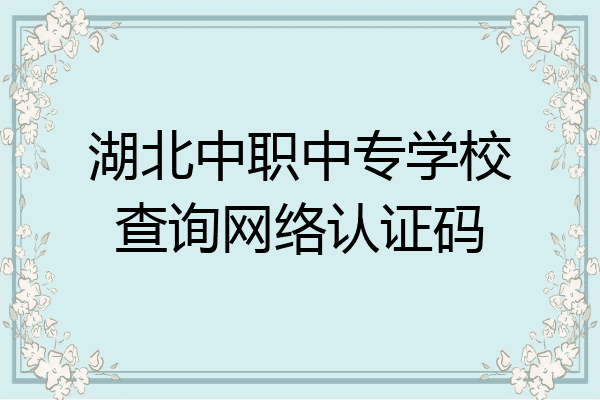 湖北中职中专学校查询网络认证码