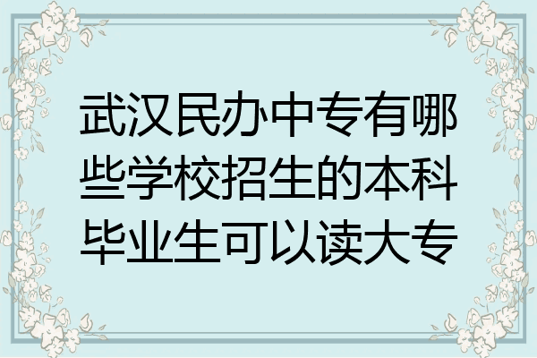 武汉民办中专有哪些学校招生的本科毕业生可以读大专