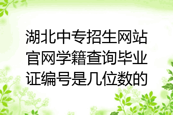 湖北中专招生网站官网学籍查询毕业证编号是几位数的