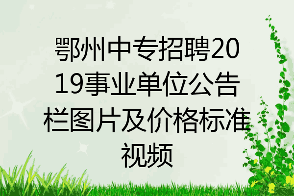鄂州中专招聘2019事业单位公告栏图片及价格标准视频