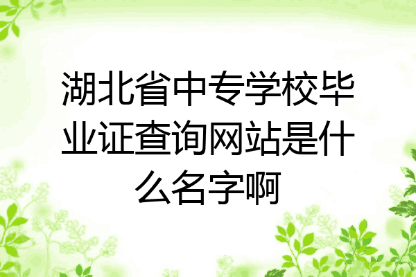 湖北省中专学校毕业证查询网站是什么名字啊