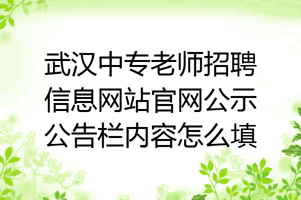 武汉中专老师招聘信息网站官网公示公告栏内容怎么填
