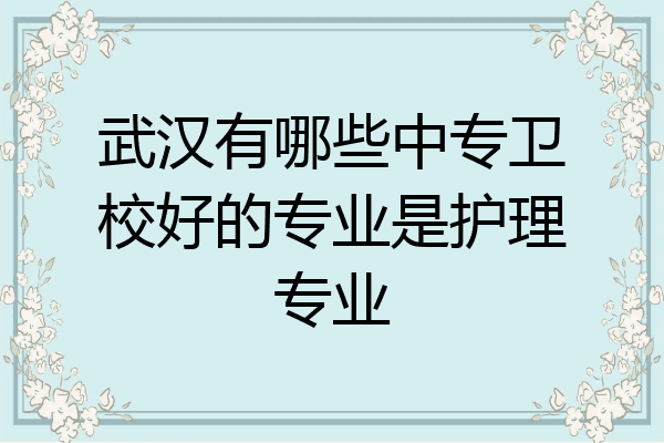 武汉有哪些中专卫校好的专业是护理专业