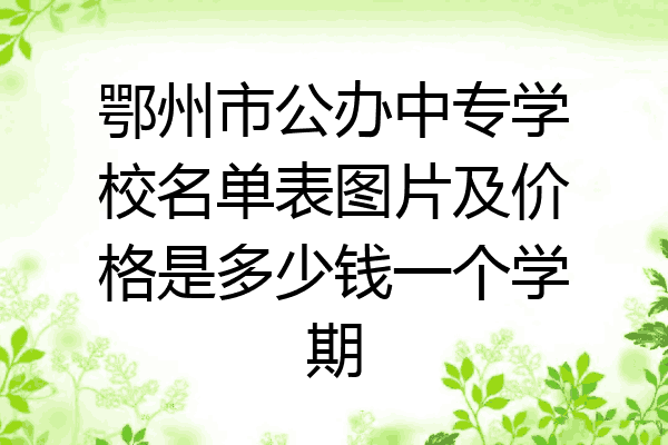 鄂州市公办中专学校名单表图片及价格是多少钱一个学期