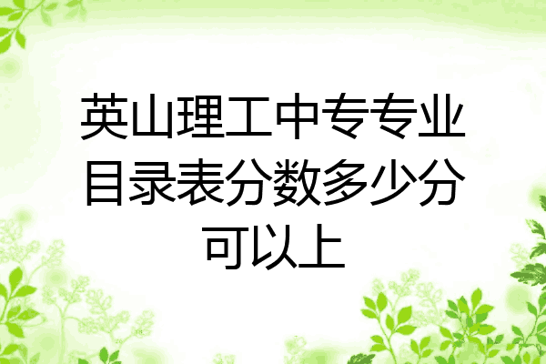 英山理工中专专业目录表分数多少分可以上
