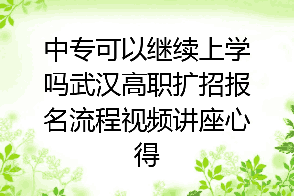 中专可以继续上学吗武汉高职扩招报名流程视频讲座心得