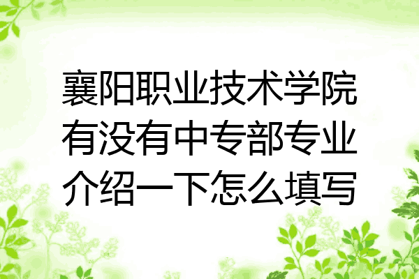 襄阳职业技术学院有没有中专部专业介绍一下怎么填写
