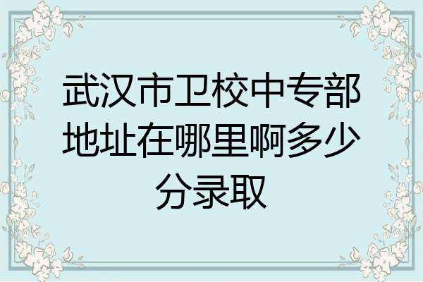武汉市卫校中专部地址在哪里啊多少分录取