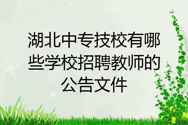 湖北中专技校有哪些学校招聘教师的公告文件