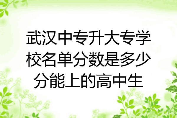 武汉中专升大专学校名单分数是多少分能上的高中生