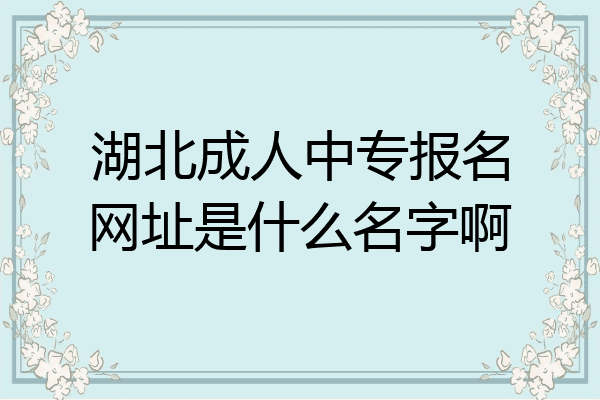 湖北成人中专报名网址是什么名字啊