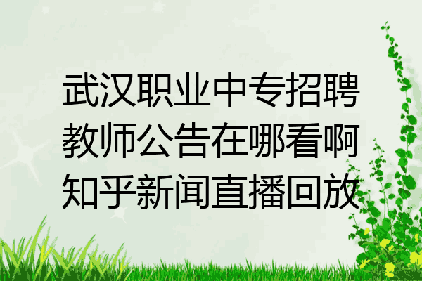 武汉职业中专招聘教师公告在哪看啊知乎新闻直播回放