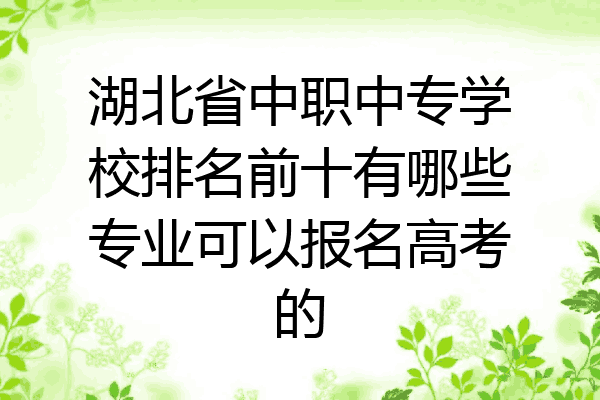 湖北省中职中专学校排名前十有哪些专业可以报名高考的