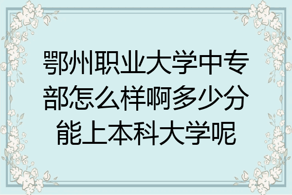 鄂州职业大学中专部怎么样啊多少分能上本科大学呢