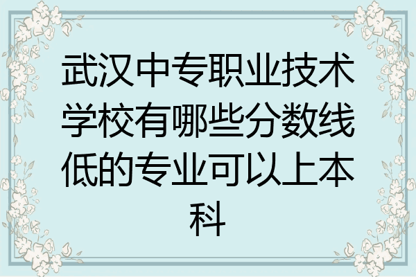武汉中专职业技术学校有哪些分数线低的专业可以上本科