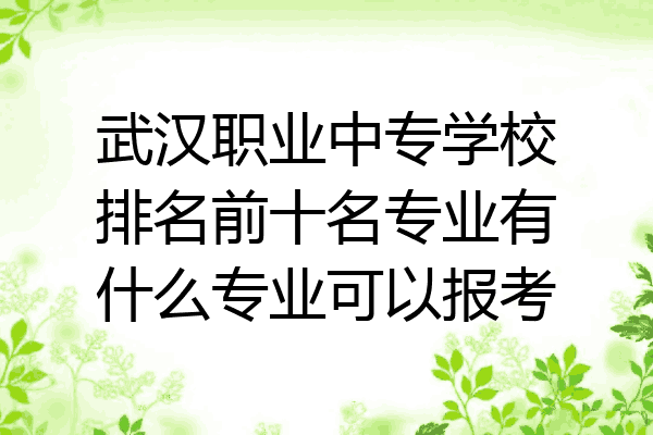 武汉职业中专学校排名前十名专业有什么专业可以报考