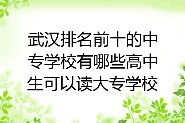 武汉排名前十的中专学校有哪些高中生可以读大专学校