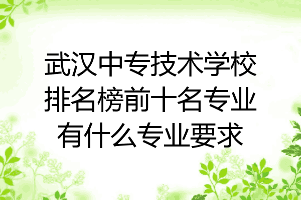 武汉中专技术学校排名榜前十名专业有什么专业要求