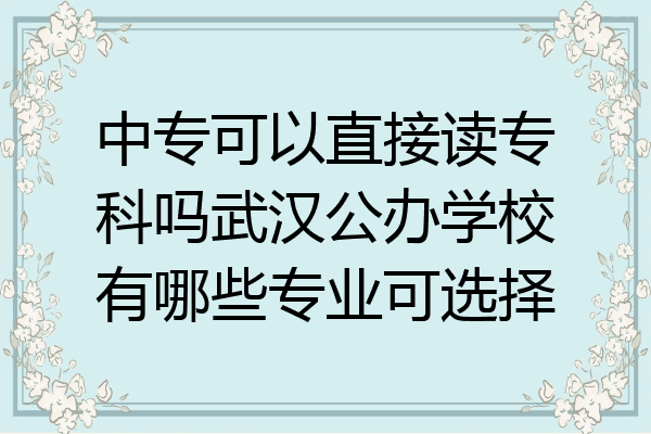 中专可以直接读专科吗武汉公办学校有哪些专业可选择
