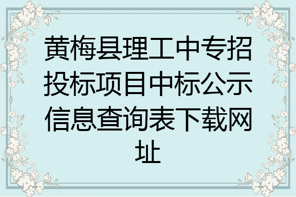 黄梅县理工中专招投标项目中标公示信息查询表下载网址