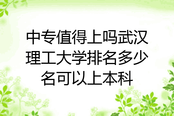 中专值得上吗武汉理工大学排名多少名可以上本科