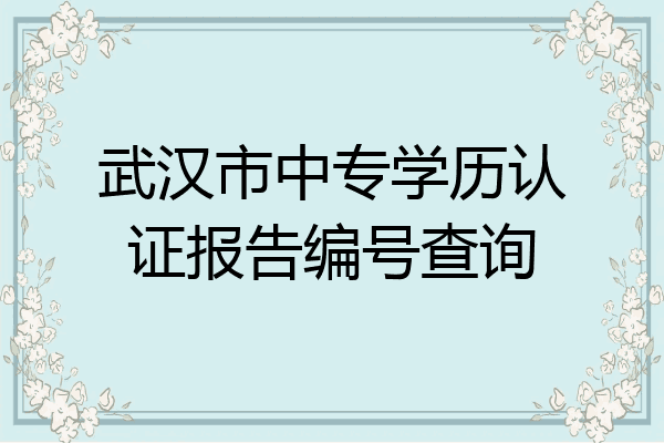 武汉市中专学历认证报告编号查询
