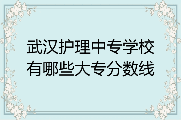 武汉护理中专学校有哪些大专分数线