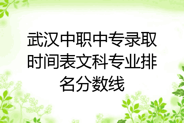 武汉中职中专录取时间表文科专业排名分数线