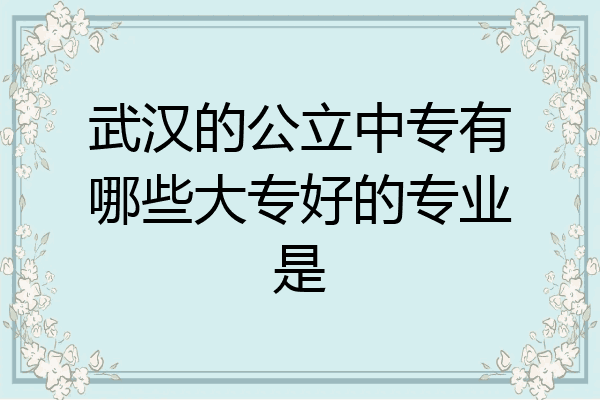 武汉的公立中专有哪些大专好的专业是