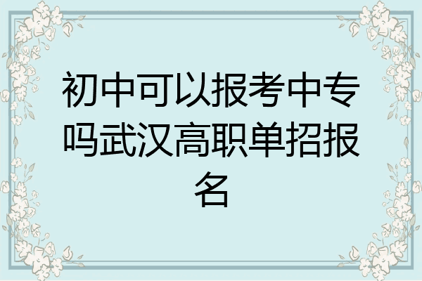 初中可以报考中专吗武汉高职单招报名