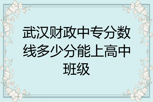 武汉财政中专分数线多少分能上高中班级