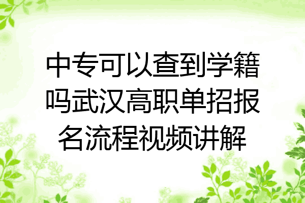 中专可以查到学籍吗武汉高职单招报名流程视频讲解