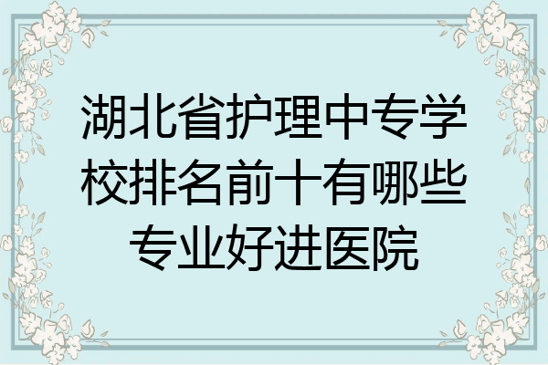 湖北省护理中专学校排名前十有哪些专业好进医院