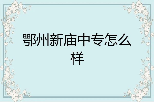 鄂州新庙中专怎么样