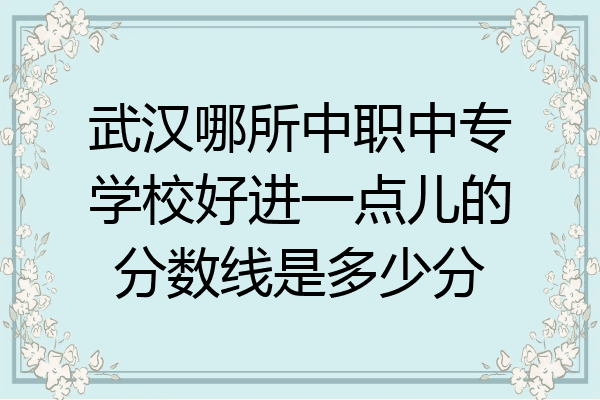 武汉哪所中职中专学校好进一点儿的分数线是多少分