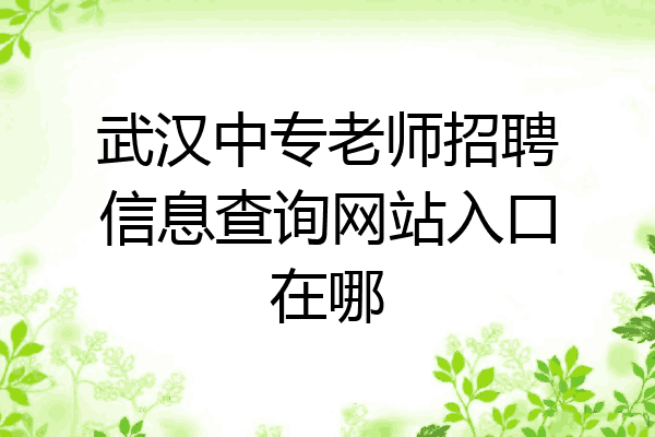 武汉中专老师招聘信息查询网站入口在哪